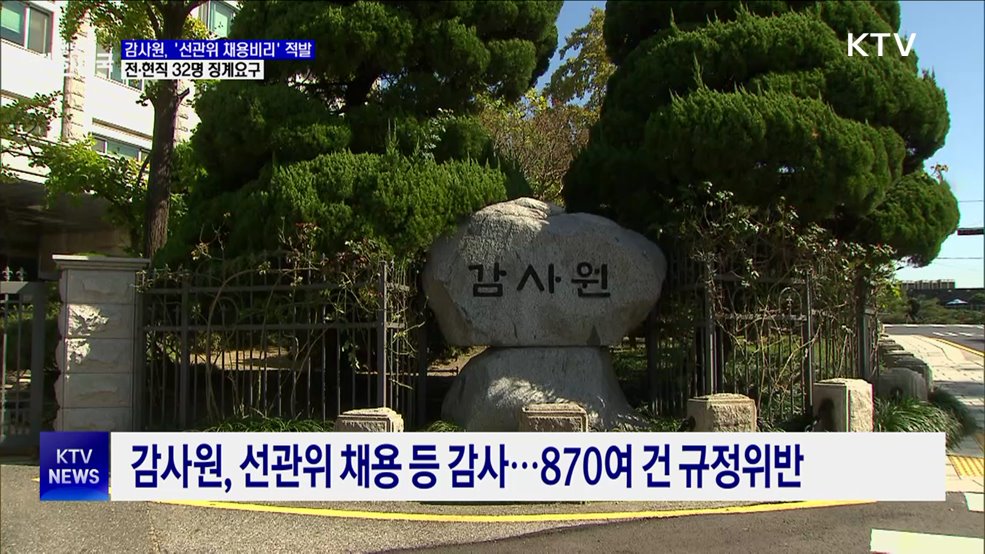 감사원, '선관위 채용비리' 적발···32명 징계요구
