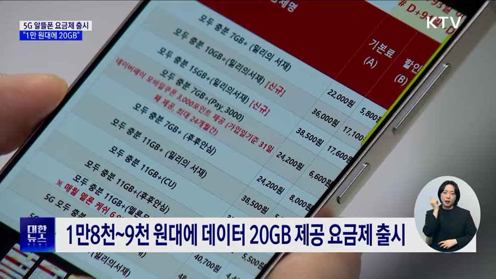5G 알뜰폰 요금제 출시···"1만 원대에 20GB"