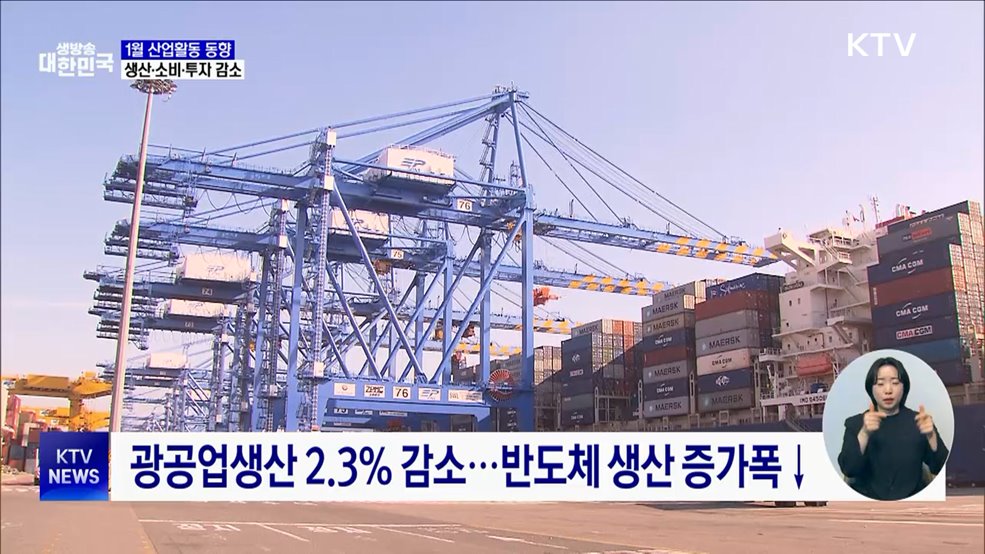 1월 국내 생산·소비·투자 '트리플 감소'