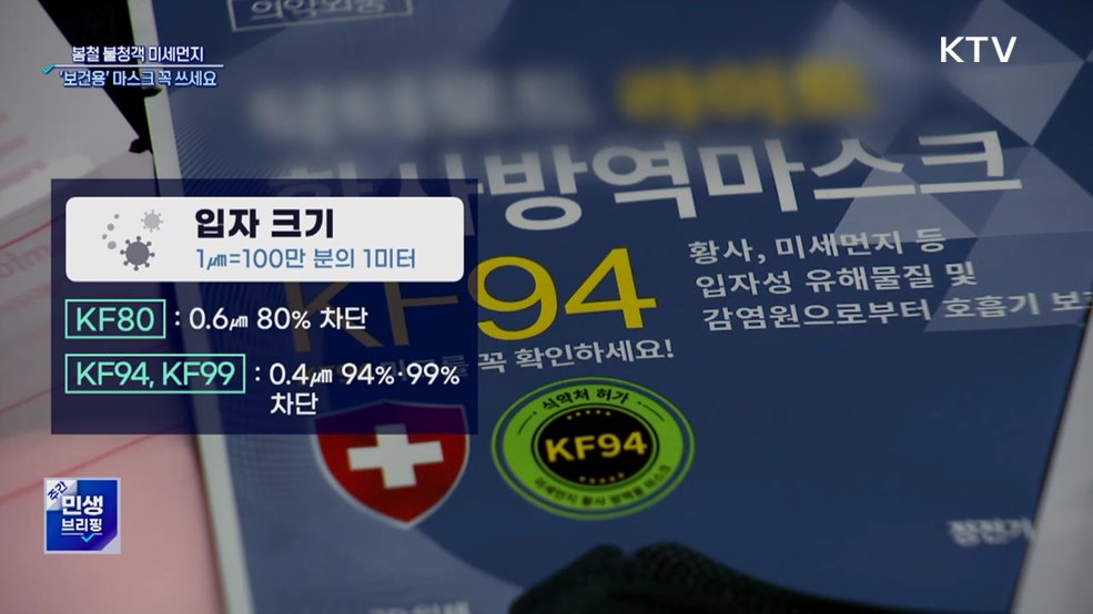 봄철 미세먼지 유입···'보건용' 마스크 꼭 쓰세요