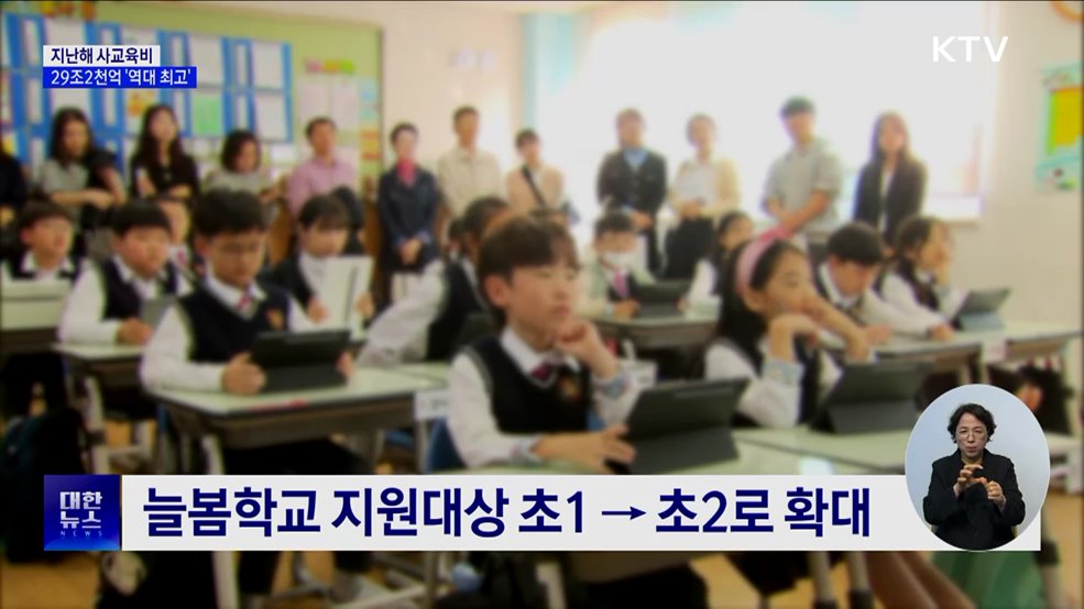 지난해 사교육비 29조2천억 원 '역대 최고'