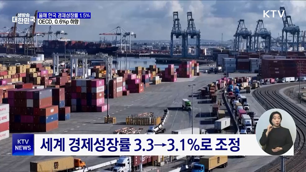OECD, 올해 한국 성장률 2.1→1.5% 하향