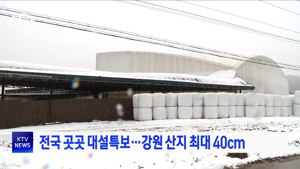 전국 곳곳 대설특보···강원 산지 최대 40cm