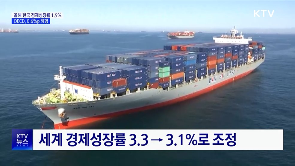 OECD, 올해 한국 성장률 2.1→1.5% 하향