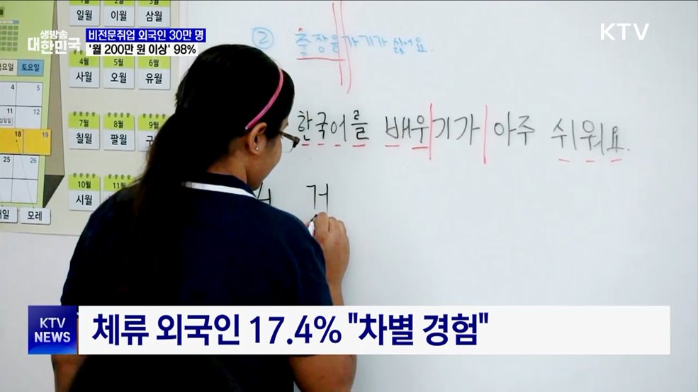 비전문취업 외국인 30만 명···'월소득 200만 원 이상' 98%