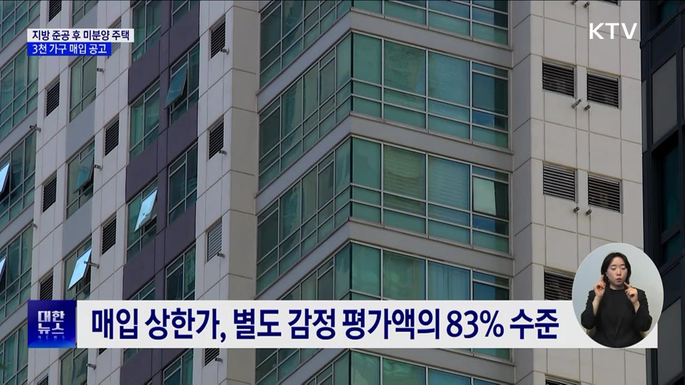 '지방 준공 후 미분양 주택' 매입 공고···3천 가구 규모