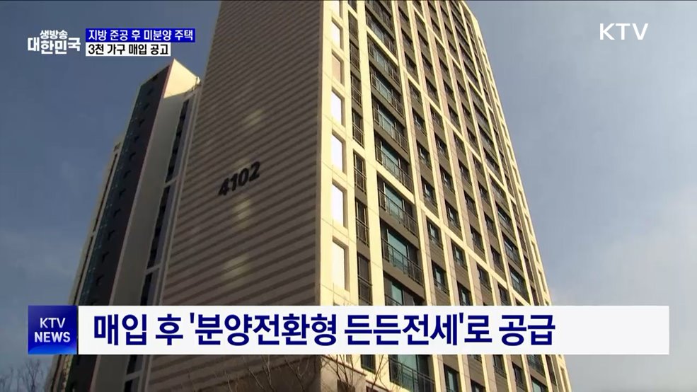 '지방 준공 후 미분양 주택' 매입 공고···3천 가구 규모