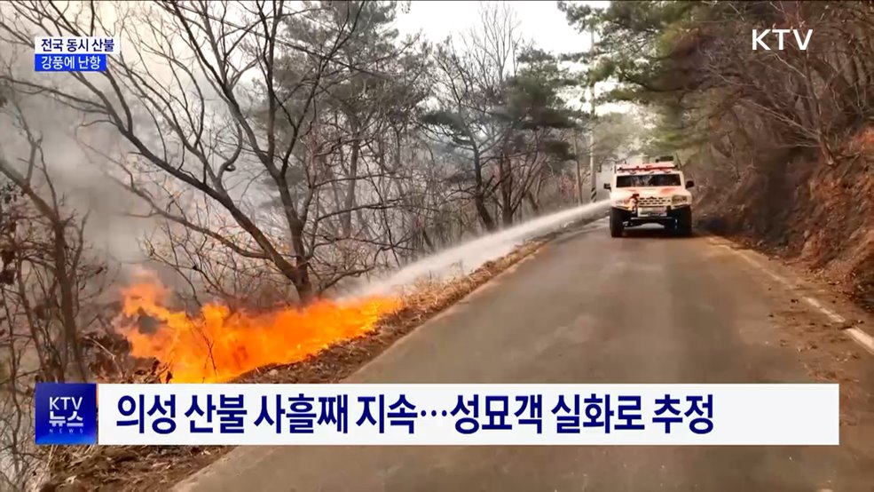전국 동시 산불···"강풍에 진화 어려움"