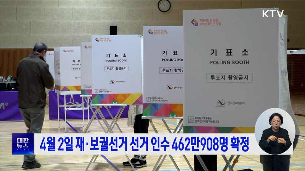 4월 2일 재·보궐선거 선거 인수 462만908명 확정