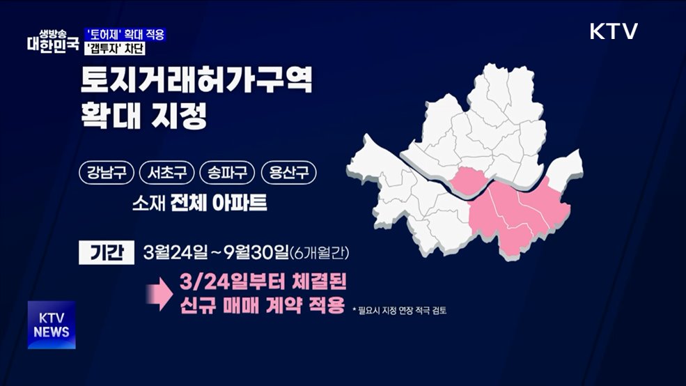 강남 3구·용산구 토지거래허가제 시행···갭투자 차단