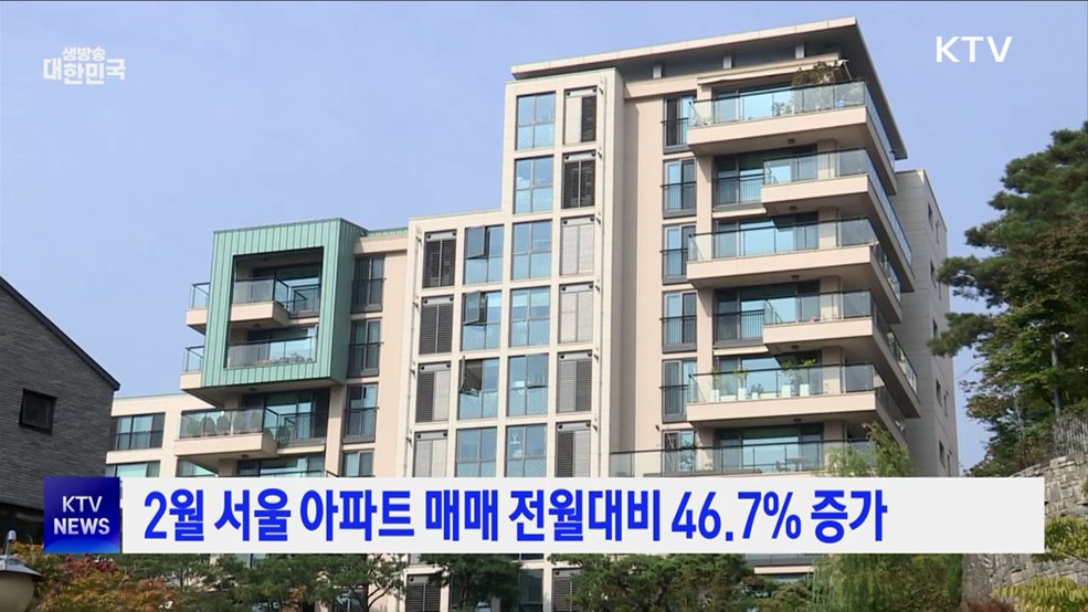2월 서울 아파트 매매 전월대비 46.7% 증가