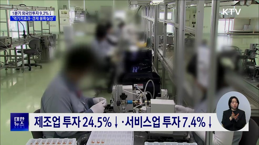 1분기 외국인투자 64억1천만 달러···9.2%↓