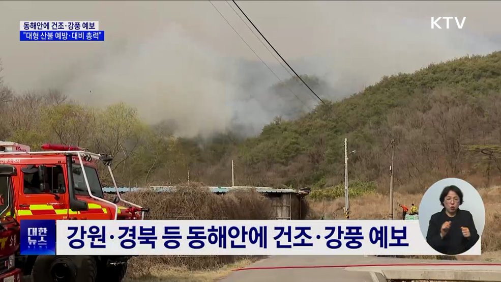 동해안에 건조·강풍 예보···"대형 산불 예방·대비 총력"