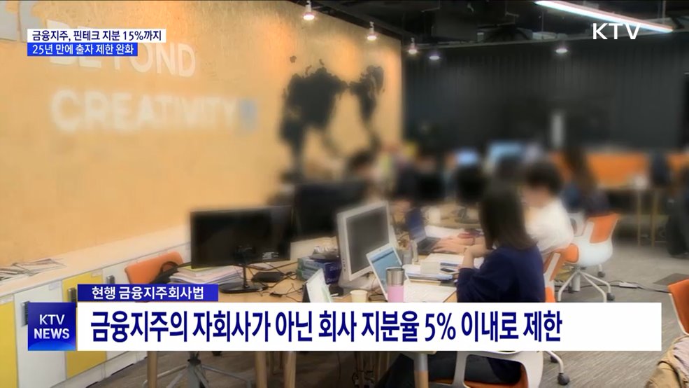 금융지주, 핀테크 지분 15%까지 허용···25년 만에 완화