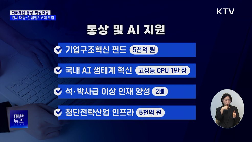 재해재난·통상·민생 등 집중 지원···관세 대응 강화