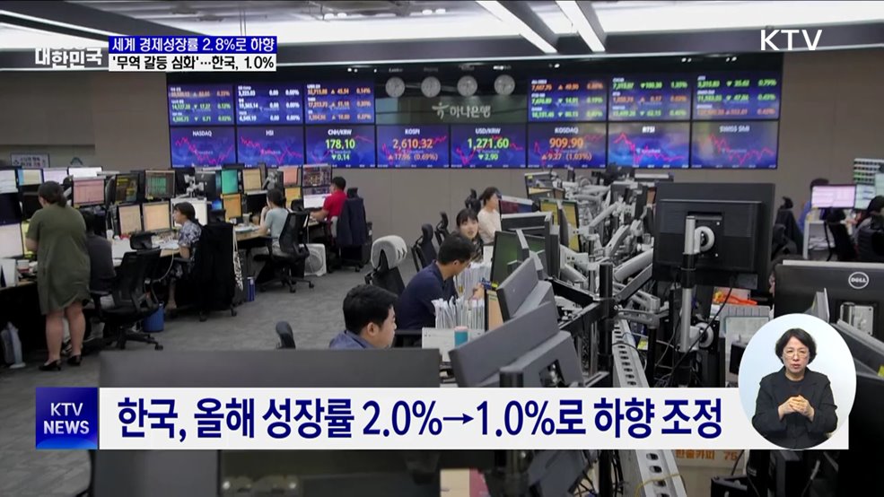 IMF, 세계경제성장률 2.8% 전망···한국 1.0% 하향 조정