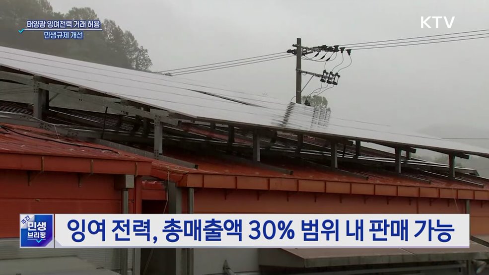 농업법인, 태양광 잉여전력 거래 허용···민생규제 개선