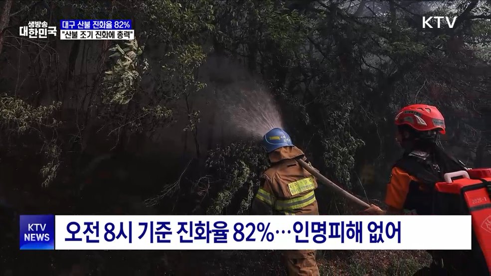 대구 산불 진화율 82%···"산불 조기 진화에 총력"