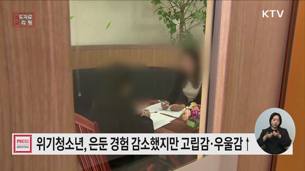 위기청소년 은둔·위기경험 감소했으나 3명 중 1명 우울감 경험