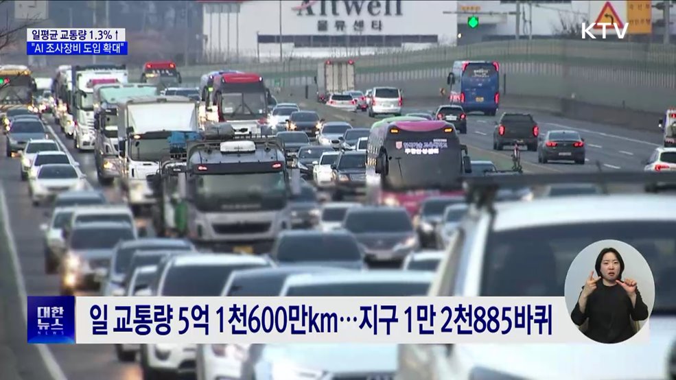 지난해 일교통량, 지구 1만 2천 바퀴···전년 대비 1.3%↑