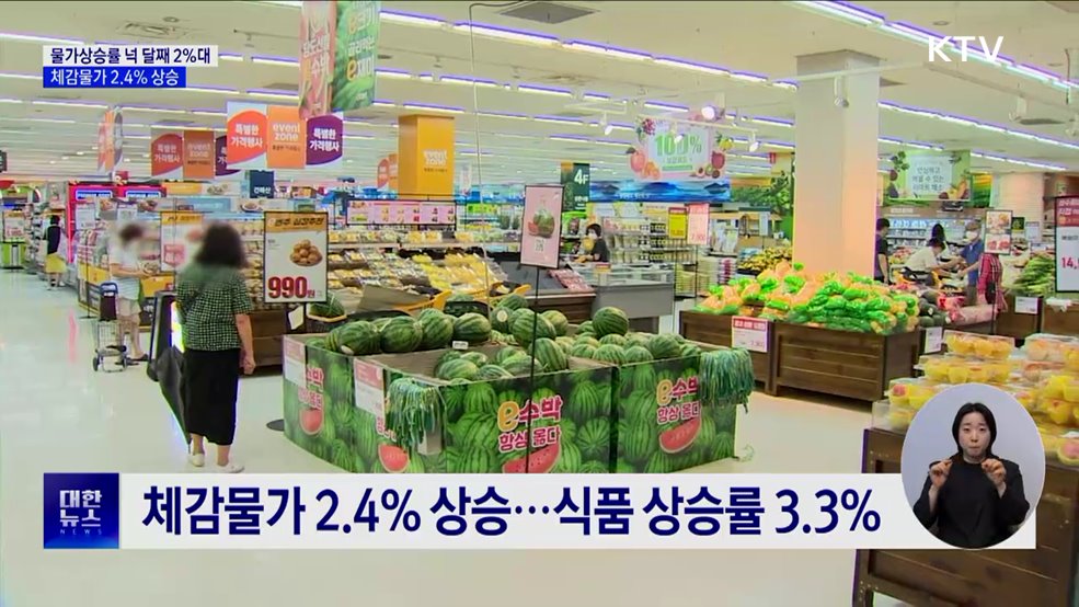 물가상승률 넉 달째 2%대···체감물가 2.4% 상승