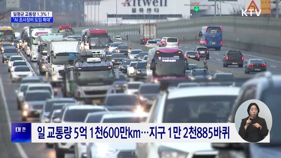 지난해 일교통량, 지구 1만 2천 바퀴···전년 대비 1.3%↑