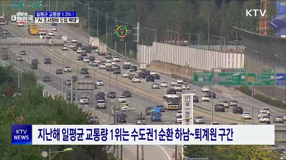 지난해 일교통량, 지구 1만2천 바퀴···전년 대비 1.3%↑