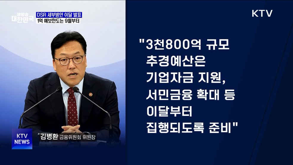 "3단계 DSR 세부안 이달 발표···예보한도 상향 9월부터"