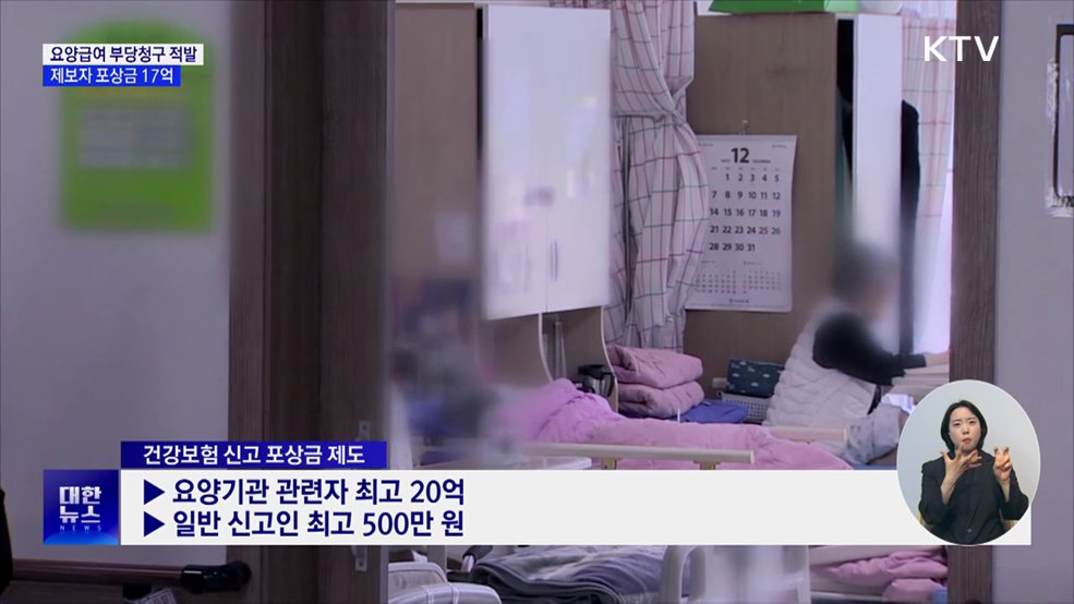 요양급여 부당청구 기관 10곳 적발···제보자 포상금 17억