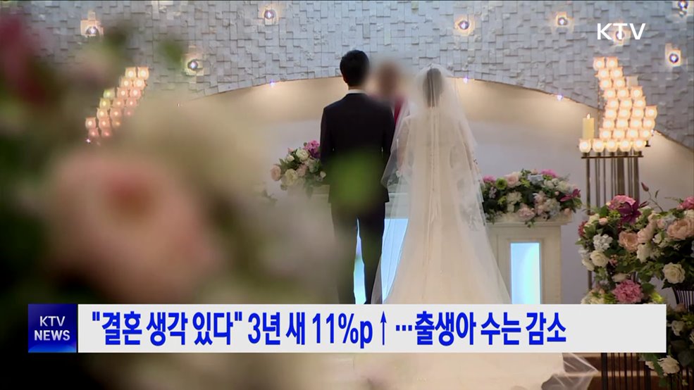 "결혼 생각 있다" 3년 새 11%p↑···출생아 수는 감소