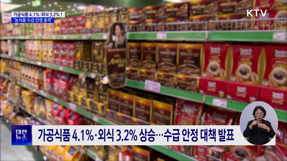 가공식품·외식 부담 가중···"농식품 수급·가격 안정 최선"