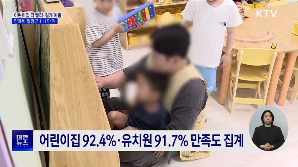 어린이집, 더 빨리·길게 이용···양육비 월평균 111만 원