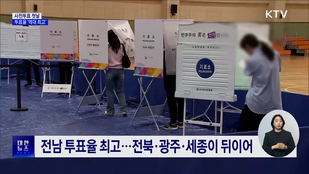21대 대선 사전투표 첫날 투표율 19.58%···'역대 최고'
