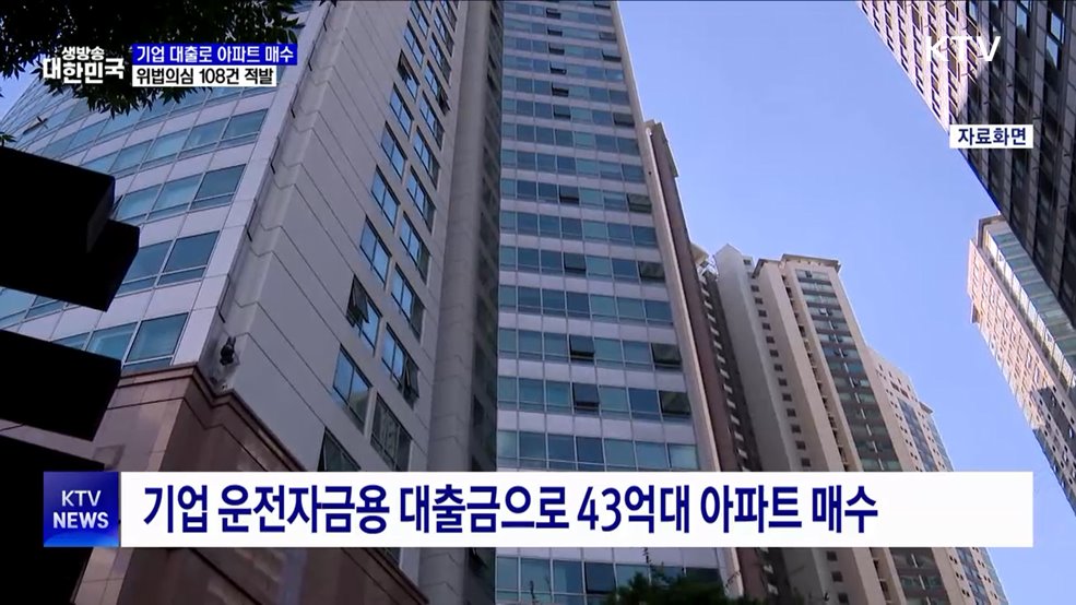 기업 운전자금 대출로 아파트 매수···위법의심 108건