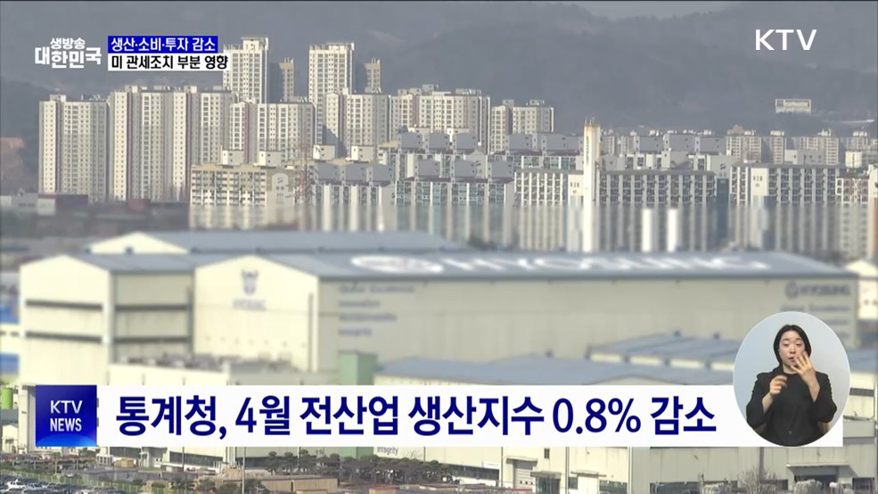 생산·소비·투자 '트리플 감소'···'미 관세' 부분 영향