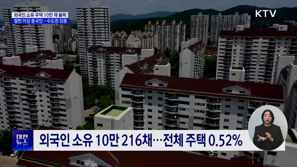 외국인 소유 주택 10만 채 돌파···수도권에 집중