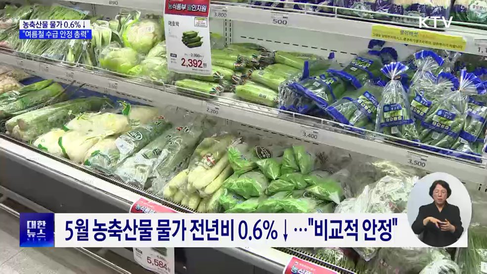 농축산물 소비자물가 0.6%↓···"여름철 수급 안정 총력"