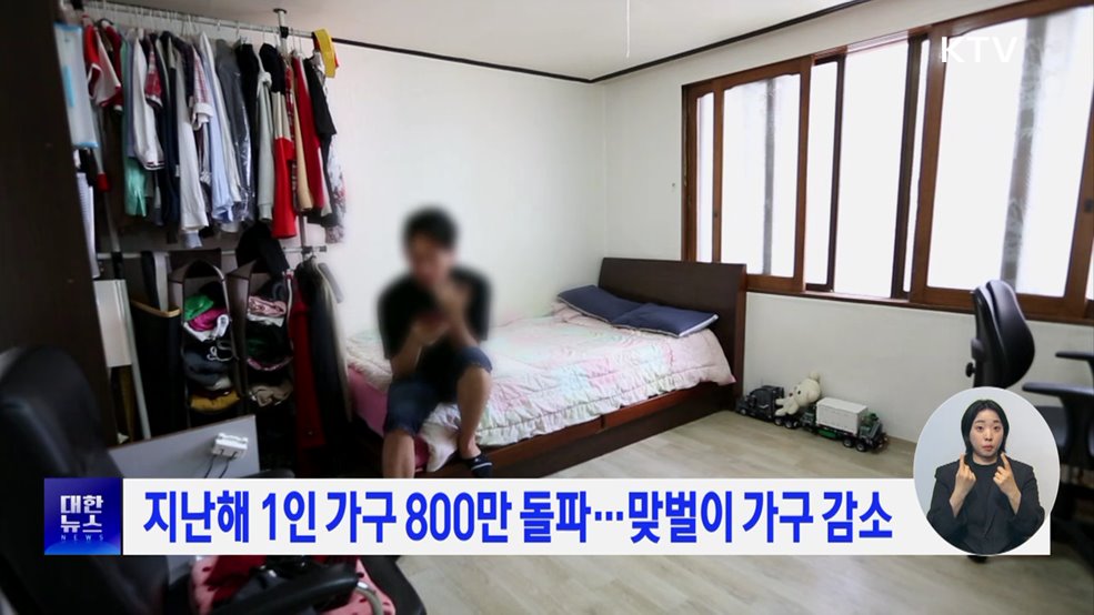 지난해 1인 가구 800만 돌파···맞벌이 가구 감소