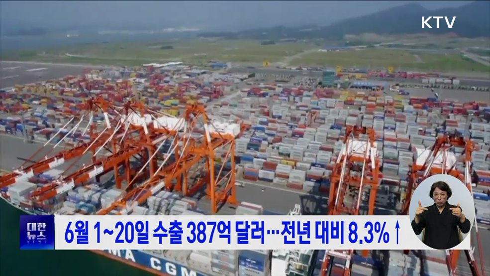 6월 1~20일 수출 387억 달러···전년 대비 8.3%↑