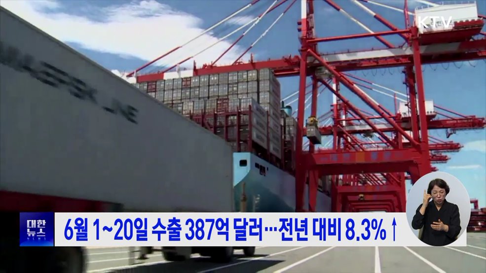 6월 1~20일 수출 387억 달러···전년 대비 8.3%↑