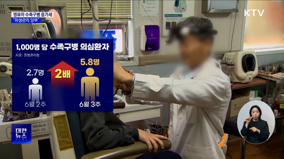 영유아 수족구병 증가세···"위생관리 당부"