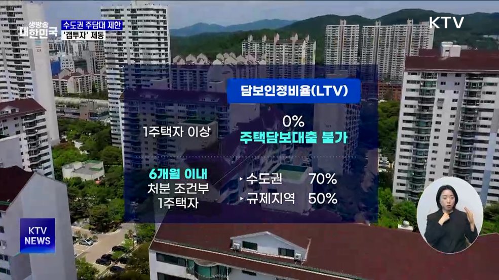 수도권 주택담보대출 6억까지···'갭투자' 제동