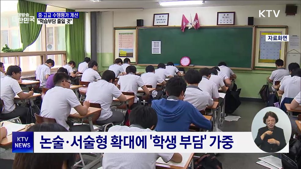 중·고교 수행평가 개선···"학습부담 줄일 것"