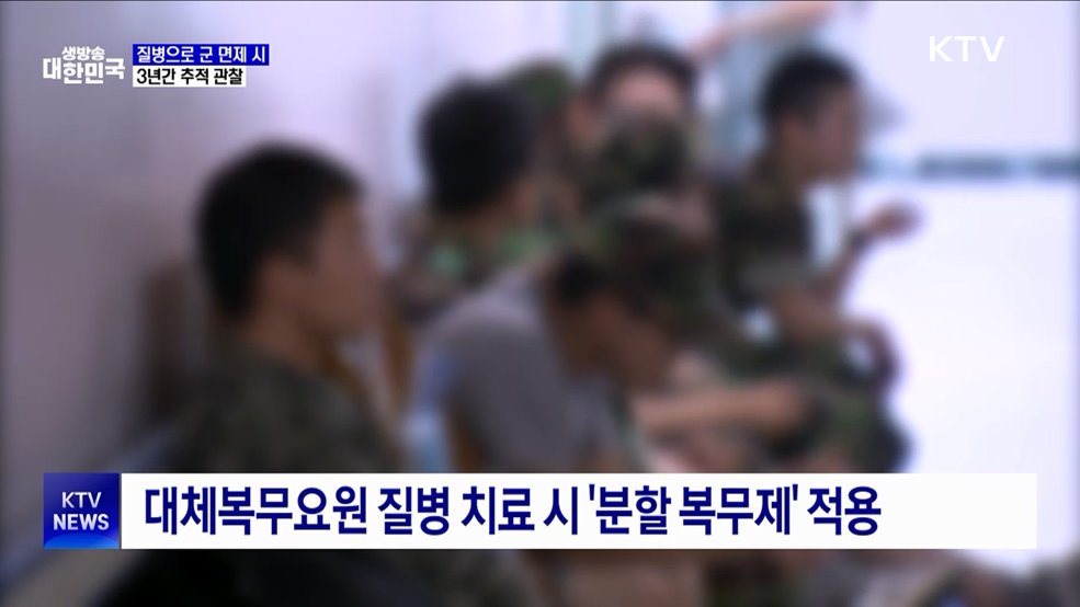 연예인 등 질병으로 군 면제 시 3년간 추적 관찰