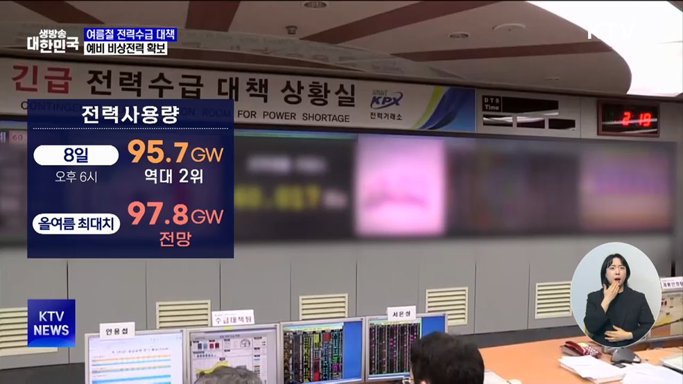 여름 전력수요 역대 최대 전망···"예비력 충분"