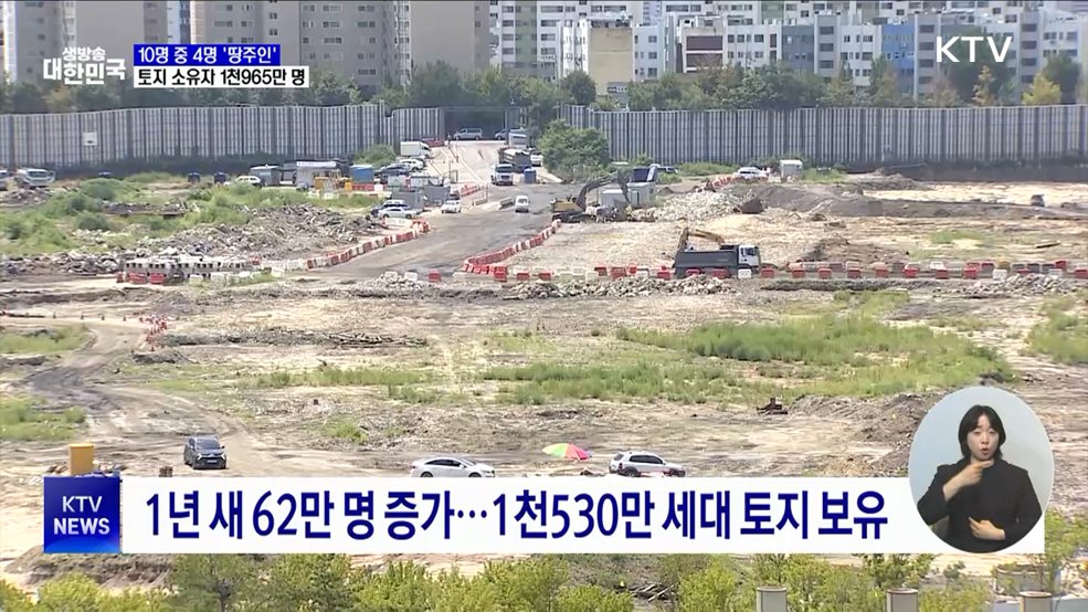 국민 10명 중 4명 '땅주인'···토지 소유자 1천965만 명