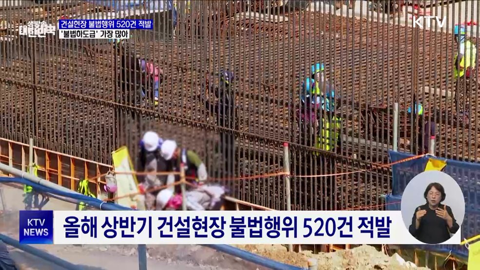건설현장 불법행위 520건 적발···'불법하도급'이 최다
