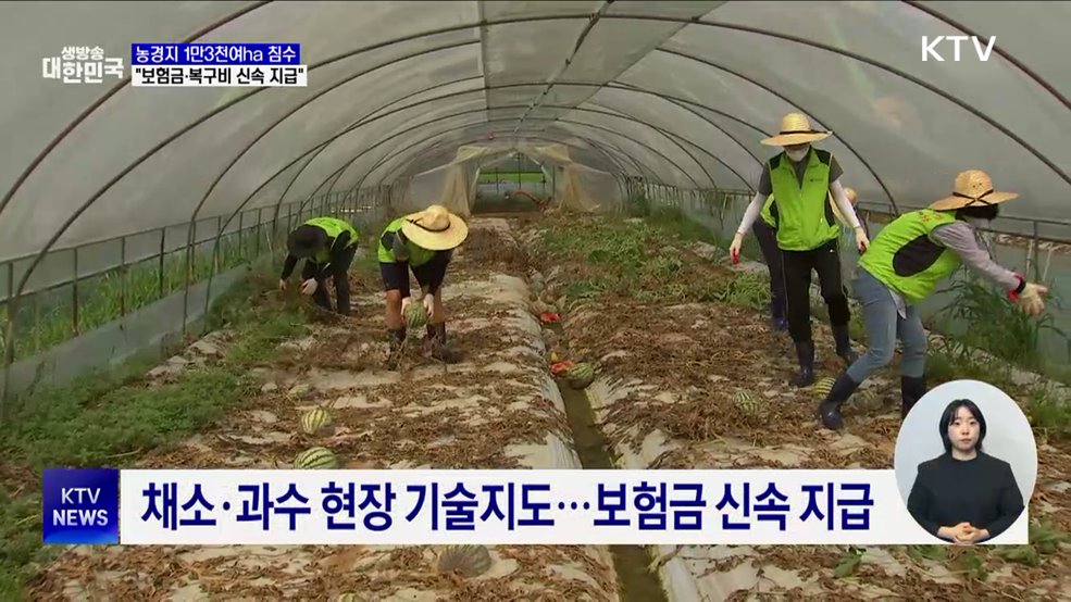 '축구장 1만8천개' 논밭 침수···"복구비 신속 지급"