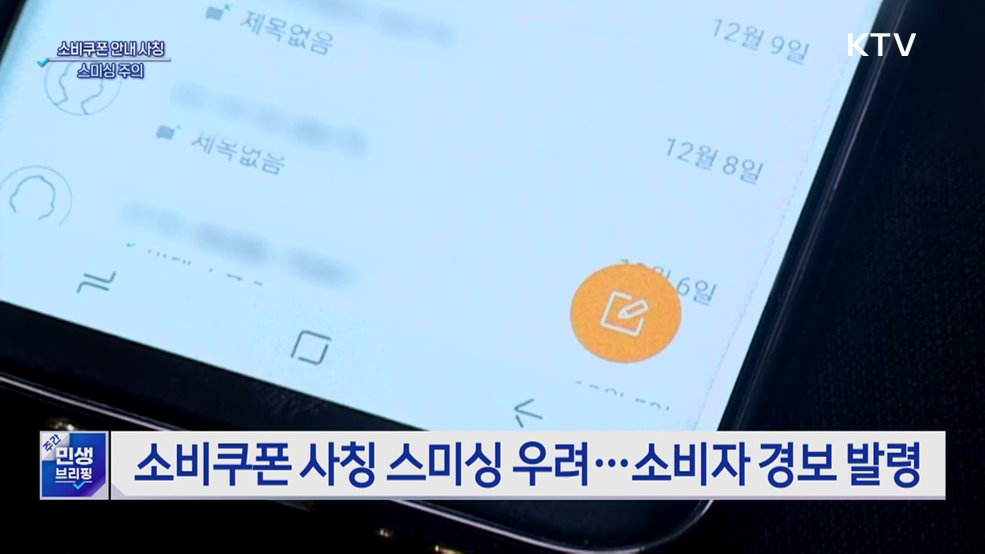 "소비쿠폰 신청 문자 URL 없어"···스미싱 주의