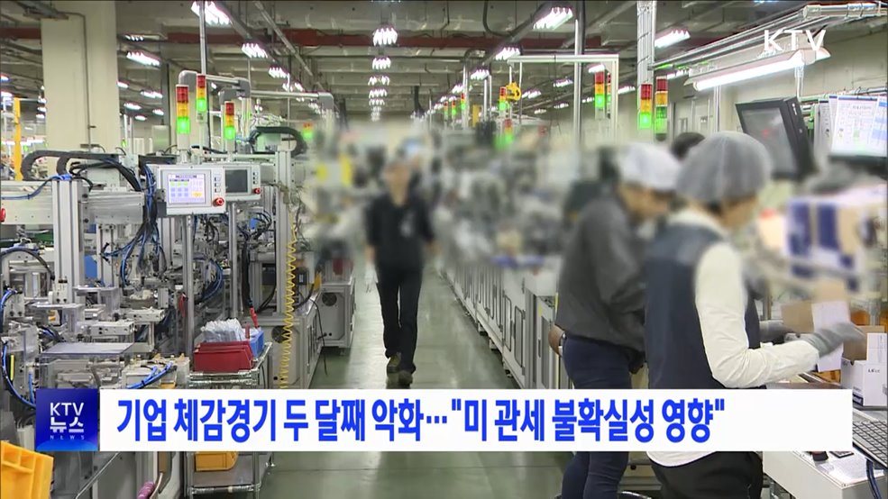 기업 체감경기 두 달째 악화···"미 관세 불확실성 영향"